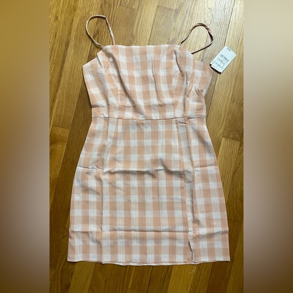 NWT Nordstrom BP Tank Minidress Pink and White Plaid Square Neck Medium - Picture 3 of 9